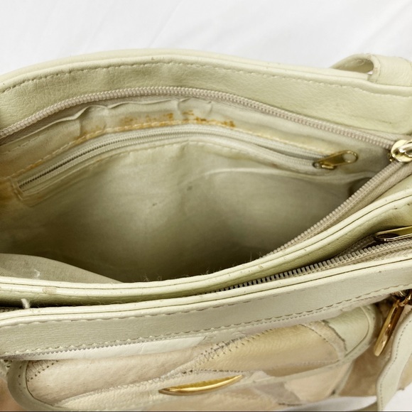 Vintage leather patchwork purse 80s 90s cream pink retro neutral beige white - Picture 8 of 12